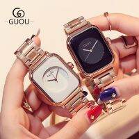 GUOU นาฬิกาผู้หญิงนาฬิกาข้อมือเหล็ก8162ผู้หญิง,Relogio Feminino Montre Femme หน้าปัดนาฬิกาขนาดใหญ่ใหม่การออกแบบที่สร้างสรรค์แบรนด์หรูชั้นนำ