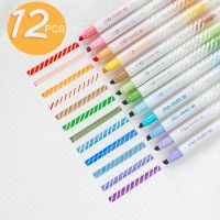 Double Head Color Changing Fluorescent Pen 12 Color Dual Tip Highlighter Marker Pen SetDouble-Sided Multi-Color Markers Pen