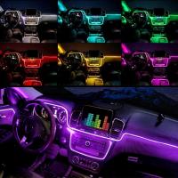 [ANYA Auto Parts] 1เมตร/2เมตร/3เมตร/5เมตร USB RGB 7สีเปลี่ยนภายในรถ LED ตกแต่งโคมไฟ EL ลวดเชือกนีออนแถบที่มีความยืดหยุ่นแสงโดยรอบบรรยากาศ