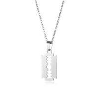 Stainless Steel Safety Blade Razor Pendant Necklace Punk Hiphop Jewelry For Men Boys Geometrical Small Dangling Choker XL13