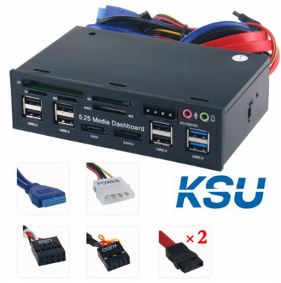 USB 3.0 Hub Multi-Function eSATA SATA Port Internal Card Reader PC Media Front Panel Audio for SD MS CF TF M2 MMC Memory Cards