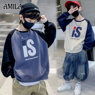 AMILA เสื้อสเวตเตอร์เด็กผู้ชาย,เสื้อสไตล์เกาหลีสำหรับเด็กขนาดกลางและใหญ่