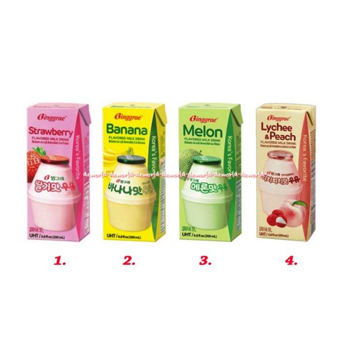 Binggrae Melon Flavoured Milk Drink UHT 200ml Susu Rasa Stroberi Banana