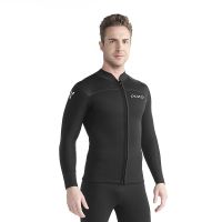 แจ็กเก็ต Wetsuits 3Mm/ชุดโต้คลื่นดำน้ำชุดว่ายน้ำรักษาอุณหภูมิซิปหน้าด้านบน/ล่างกางเกงขายาวชุดดำน้ำผ้านีโอพรีน