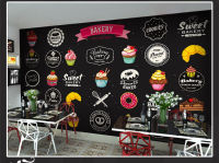 Simple Art Bakery Pizza Cupcake Patten Wall Paper Mural Rolls Size for Wall 3d Wallpaper Livingroom Restaurant Coffee Cake Shop