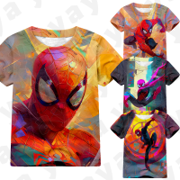 YAYA * Spider-Man: เสื้อยืดเด็กพิมพ์ลายข้ามแมงมุม-กลอนฤดูร้อนแขนสั้นเสื้อเด็กผู้ชายเท่ๆอายุ3-13ปีของขวัญวันเกิดทารก