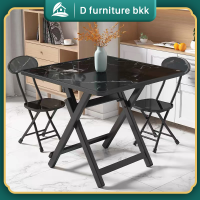 D furniture โต๊ะพับได้ โต๊ะทานข้าว โต๊ะอาหาร dining table โต๊ะกินข้าวลายหินอ่อน โต๊ะพับได้สี่เหลี่ยม โต๊ะอเนกประสงค์ ไม่ต้องประกอบ พร้อมส่ง✅