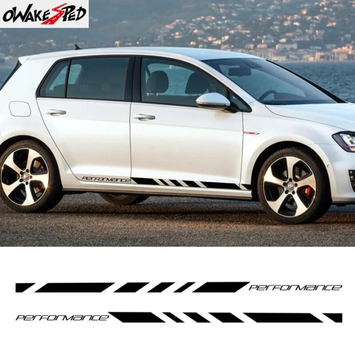 2PCS Racing Sport Car Body Door Side Stripes Skirt Decor Stickers For ...