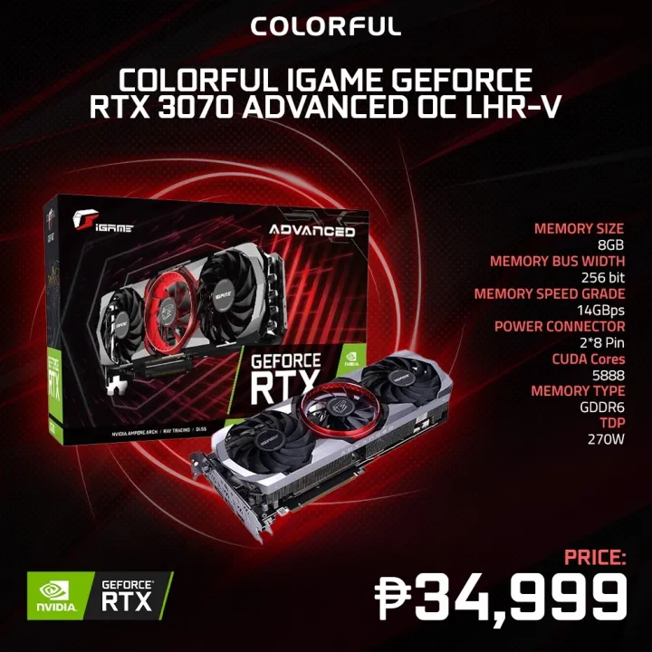 Colorful iGame GeForce RTX 3070 Advance OC LHR-V / RTX 3070Ti Ultra W ...