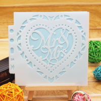 1Pc Love HeartรูปแบบDIY Layering StencilsภาพวาดScrapbookingสีลายนูนอัลบั้มตกแต่งแม่แบบReusable 13*14 ซม.-hsdgsda