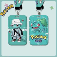 Pokemon Cartoon Card Holder Anime Squirtle PVC Card Student Campus Card Boys Bus Card Cover with Leather Rope ID Card Case Card Holders