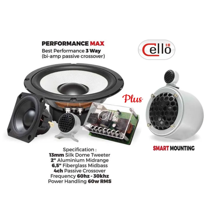 Cello Performance Max 3Way Component Speaker plus Mounting Kit Lazada Indonesia