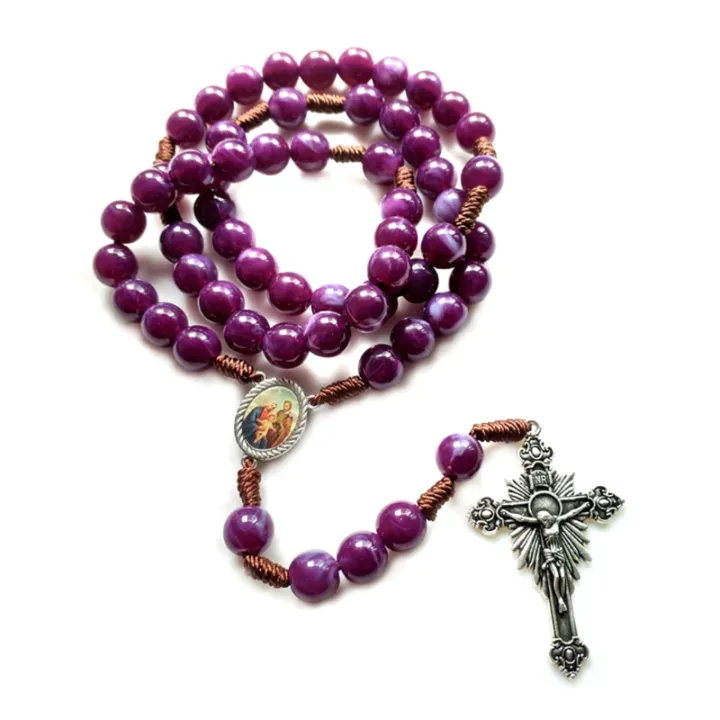 Vintage Rosary Catholic Prayer Beads Necklace Christ Jesus Cross