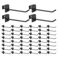 48 Pcs 4 Inch Black Metal Panel Hook Hanger Square Tube Slatwall Hooks Cubicle Coat Hook Peg Hooks