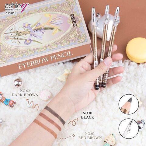 12แท่ง-ยกแพค-ap-052-ดินสอเขียนคิ้วแบบ-มีกบเหลา-ashley-premium-eyebrow-pencil-waterproof