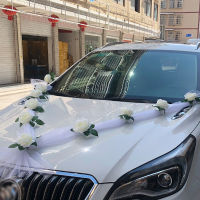 【cw】White Rose Artificial Flower for Wedding Car Decoration Bridal Car Decorations Door Handle Ribbons Silk Flower ！