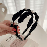 Elegant Velvet with Pearl Bezel Hairband for Women Korean Headband Girls Retro Hoop for Wedding Party Hair Bands Accessories