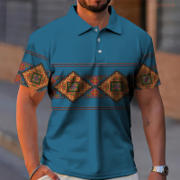 【high quality】  Polo Shirt with Lapel, 3d Printed Buttons, Totem Style, Casual Shirt, Fashion Trend, Short Sleeves, Summer Mens Oversized