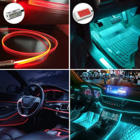 RGB ไฟเบอร์ออปติก EL LED รถ Ambient ภายในเท้า App Sound Music Control Neon LED Strip Auto บรรยากาศโคมไฟตกแต่ง