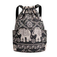 【Hot Sale】2023 new Large-capacity drawstring pocket ethnic style foldable ins multi-functional travel bag portable fabric backpack