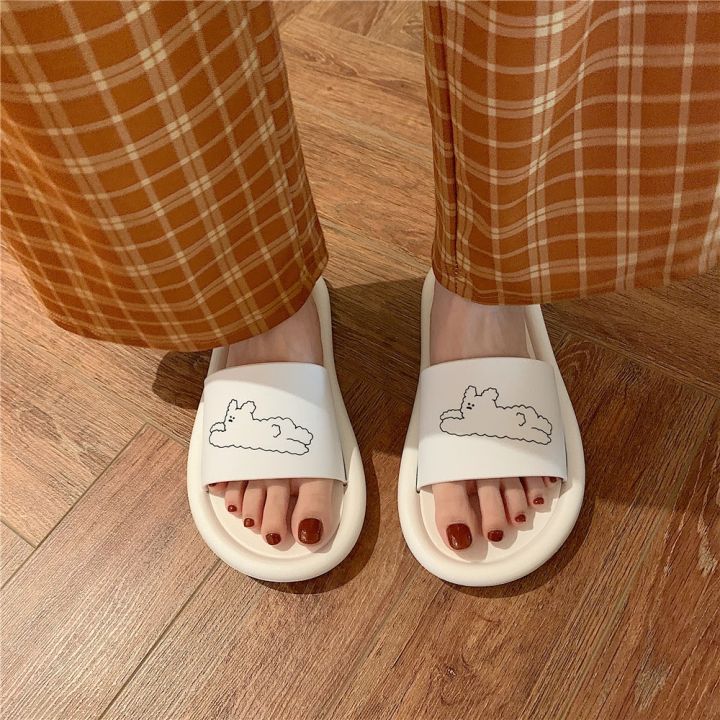 ฉบับภาษาเกาหลีรองเท้าแตะส้นเตี้ยสำหรับใส่ในบ้านรองเท้าแตะคู่รักสวมใส่กันลื่นสำหรับผู้ชายและผู้หญิง