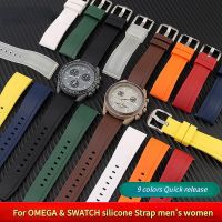 Tali Jam Tangan Karet ปลดเร็ว9สีสำหรับ Omega กำไลข้อมือผู้ชายผู้หญิงระบายอากาศได้20มม. สายนาฬิกาซิลิโคน Moonswatch