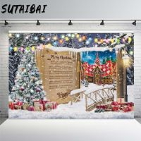 【ร้อน】พื้นหลัง MerryParty WinterScenery StoryBackdrop Breadlightsxmas ต้นไม้ของขวัญแบนเนอร์