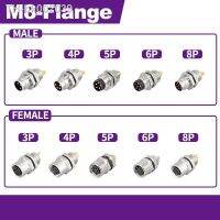 ✣۞ 5 PCS M8 Sensor Connector Flange 3/4/5/6/8 Pin Male Female Waterproof Aviation Plug Socket Proximity Switch Seat