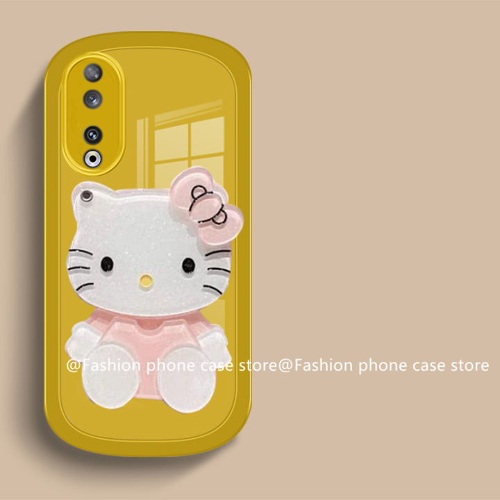 phone-case-เคส-honor90-honor-90-lite-5g-เคสใสสีพร้อม-hellokitty-ป้องกันเลนส์กระจกแต่งหน้าฝาครอบอ่อน2023