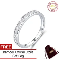 BAMOER Genuine 925 Sterling Silver AAA Zirconia Finger Rings for Women Wedding Band Engagement Statement Jewelry Anel BSR113