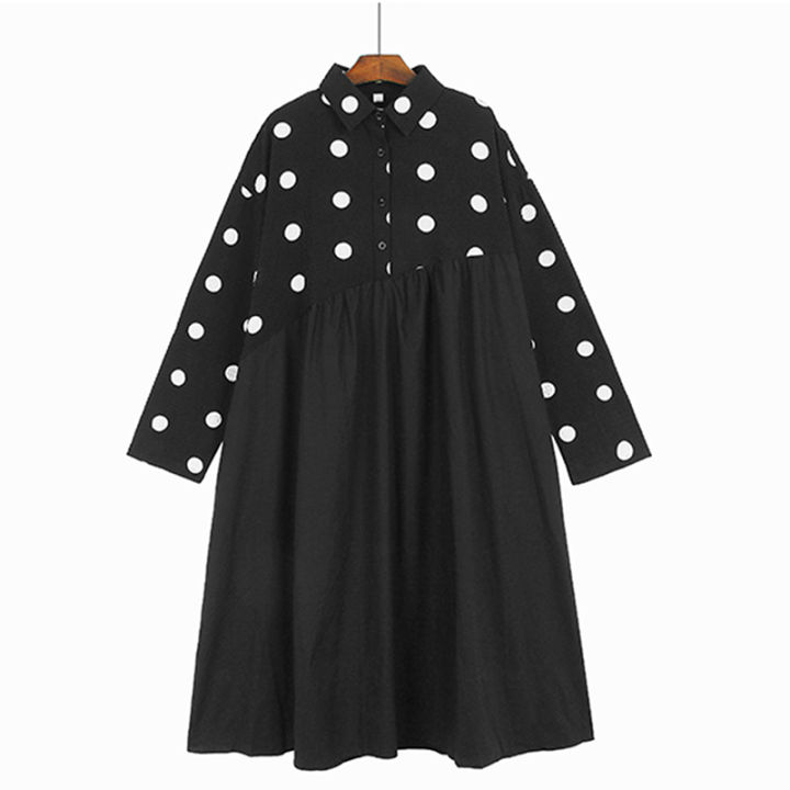 xitao-dress-polka-dot-patchwork-full-sleeve-shirt-dress