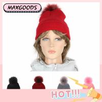 MAXG Women Accessories Wool Winter Warm Hat Beanies Knitted Cap Single Fur Ball