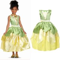 Princess Tianna Costume for Girl Fancy Dresses Cosplay Princess and The Frog Dress Kids Party Halloween Birthday Gown