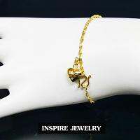 Inspire Jewelry สร้อยข้อมือลายdiscoห้อยหัวใจตอกลาย ยาว 17.5cm