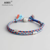 AMIU ทิเบตพุทธโชคดีทอพระเครื่องทิเบตสร้อยข้อมือสายและกำไลสำหรับผู้หญิงผู้ชายที่ทำด้วยมือเชือกพระพุทธรูปกำไลข้อเท้าสร้อยข้อมือ2