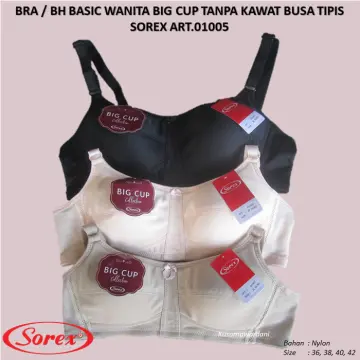 BH SOREX 01001 / 01005 TANPA KAWAT DAN BERBUSA TIPIS KAIT 2 CUP