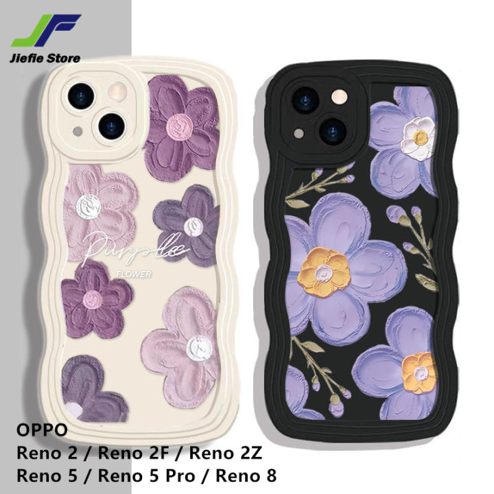 เคสโทรศัพท์มือถือภาพวาดสีน้ำมันลายดอกไม้สำหรับ-oppo-reno-2-reno-2f-reno-2z-reno-5-reno-5-pro-reno-8ขอบลอนเคสป้องกันทนแรงกระแทก-tpu