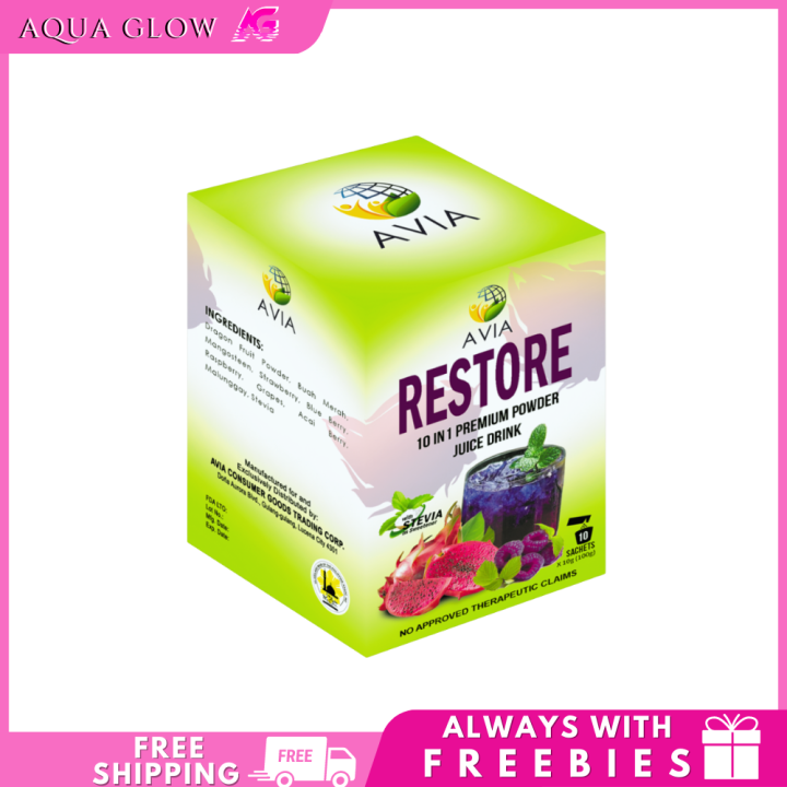 Aqua Glow AVIA Restore 10 in 1 Healthy Premium Powder Juice Mix for