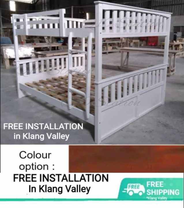 Q 10 Solid Wood Queen over Queen Double Decker Bunk Bed / Solid Wood