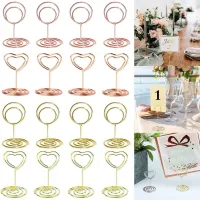 10 Pcs Heart Shape Table Number Holder Photo Picture Cards Display Stand Name Seating Labels Placecard Clips for Wedding Party