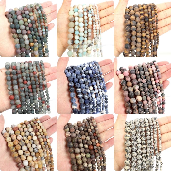 matte-natural-stone-beads-frosted-sodalite-amazonite-bloodstone-agate-round-beads-for-jewelry-making-diy-bracelet-4-6-8-10-12mm