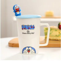 450ml Milk Ceramics Cup Doraemon Glass Morning Tea Cup Juice Water Coffee Mug Funny Kitchen Drinkware Girls Gift Dinnerware