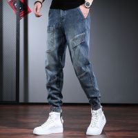 2023 Spring and Autumn New Fashion Trend Retro Elastic Haren Pants Mens Casual Comfort Large Size Warm High Quality Jeans M-3XL