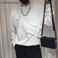 EERSHENSHI เสื้อสเวตเตอร์ใส่ทำงานแขนยาวของผู้ชายเสื้อแขนยาวผู้ชายอินเทรนด์ความรู้สึกสูง