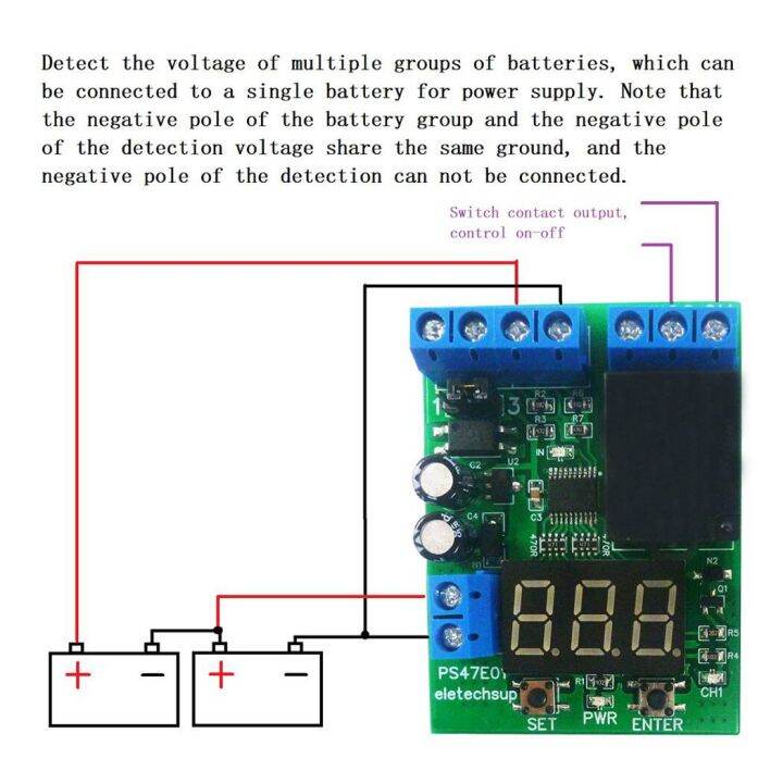 dc-12v-24v-led-digital-relay-switch-control-board-module-relay-module-voltage-detection-charging-discharge-monitor-test-electrical-circuitry-parts