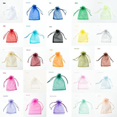 RE 100pcs 22 Colors 7x9 9x12cm 10x15 13x18cm Wedding Christmas Gift Drawable Organza Bags Jewelry Packaging Display amp; Pouches 13