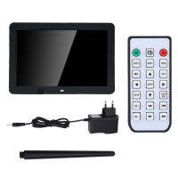 12" HD Screen Digital Photo Frame Remote Controller Back cket Body Detection (Black-EU Plug)