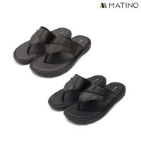 MATINO SHOES รองเท้าชายแตะหนังแท้ รุ่น MC/T 9318 - BLACK/BROWN