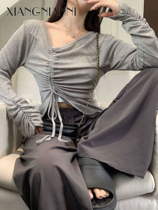 xiang-nian-ni-เสื้อยืดป้องกันแสงแดดแขนยาวดีไซน์-cewek-seksi-แจ็คเก็ตเสื้อดีไซน์ใหม่กระชับสัดส่วน