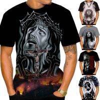 Jesus Summer New Fashion Casual 3D Printing Mens Round Neck Short-sleeved Top T-shirt